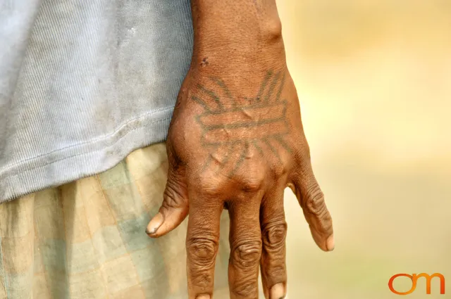 Photo of a woman's hand with Solomon Island traditional tattoos. Taken in the Malaita Province by Amanda Fornal in December 2006.