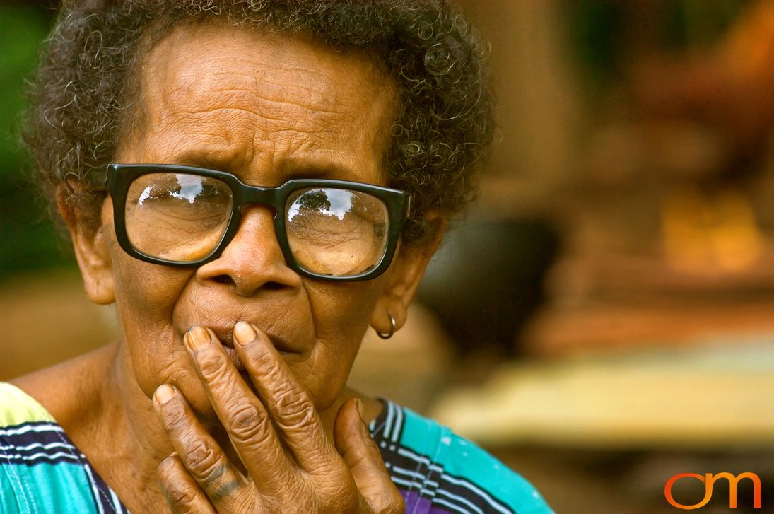 Photo of Vanuatu woman with a traditional tattoo on her hand. Taken of Catherine on the Vanuatu Island of Ambae by Amanda Fornal in December 2006.