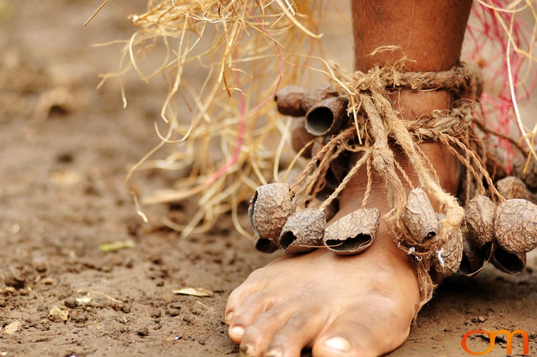 Photo of a Vanuatu woman's foot with a traditional dancing jewelery. Taken of Kenna on the Vanuatu Island of Ambae by Amanda Fornal in December 2006.